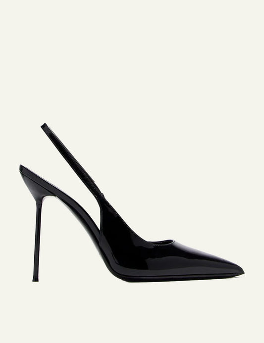 Paris Texas black patent leather slingback pumps with stiletto heel