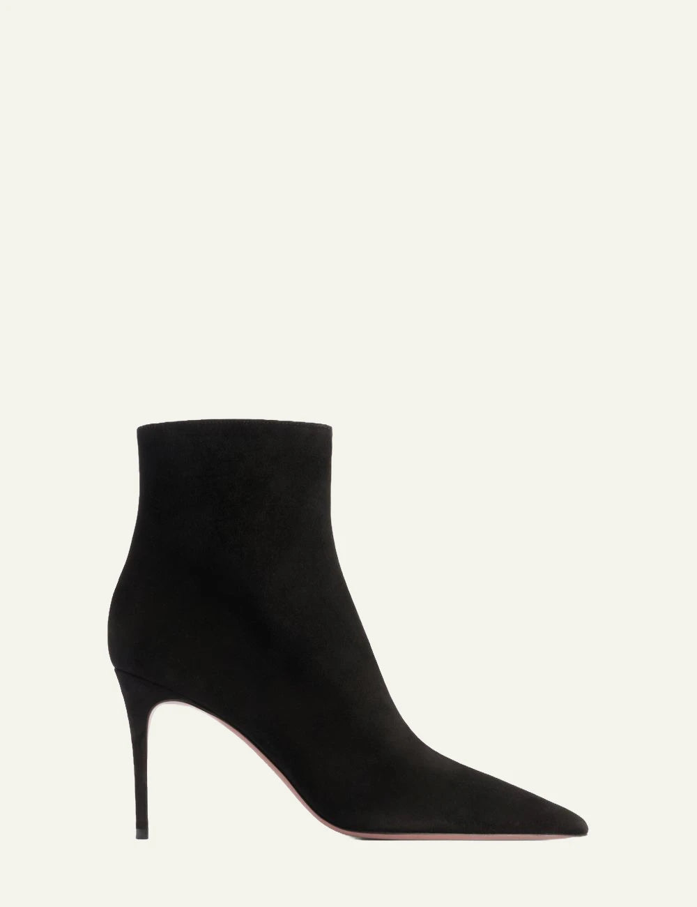 Paris Texas black suede ankle boots with stiletto heel side