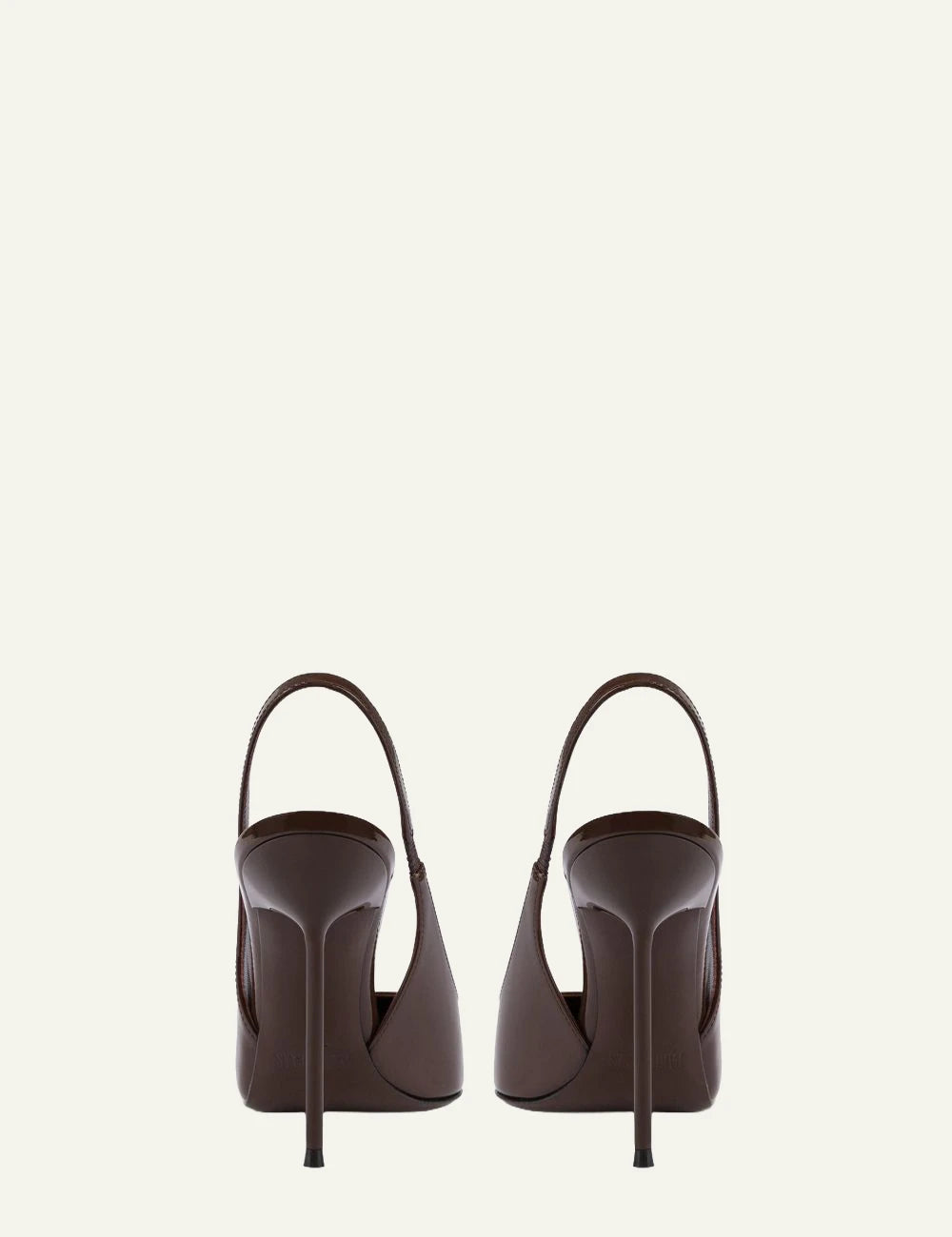 Paris Texas ebony patent leather slingback pumps with stiletto heel back
