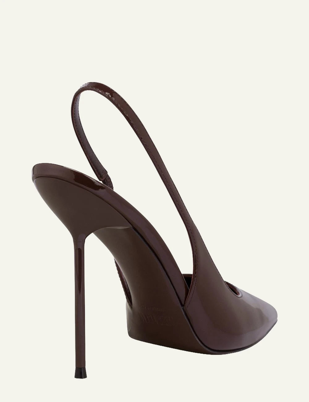 Paris Texas ebony patent leather slingback pumps with stiletto heel back detail
