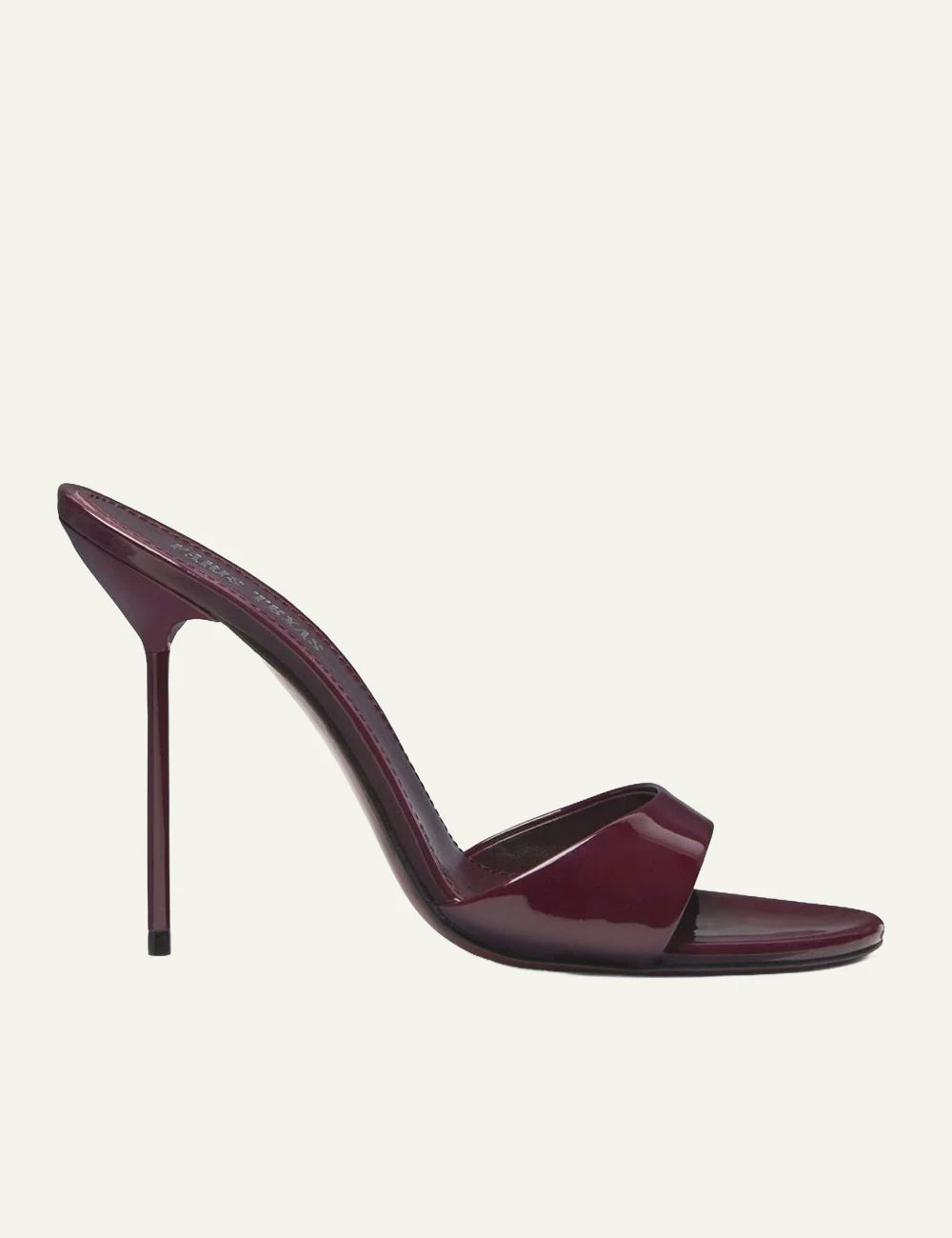 Paris Texas Lidia Amarena patent leather mule sandals with stiletto heel