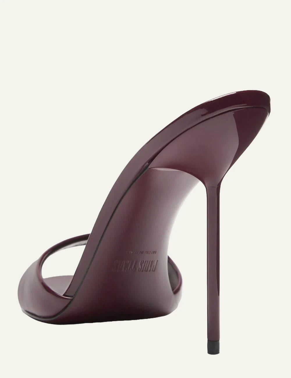 Paris Texas Lidia Amarena patent leather mule sandals with stiletto heel back