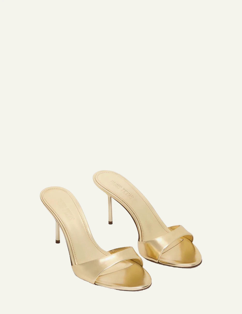 Paris Texas Lidia mule 70 gold metallic profil view