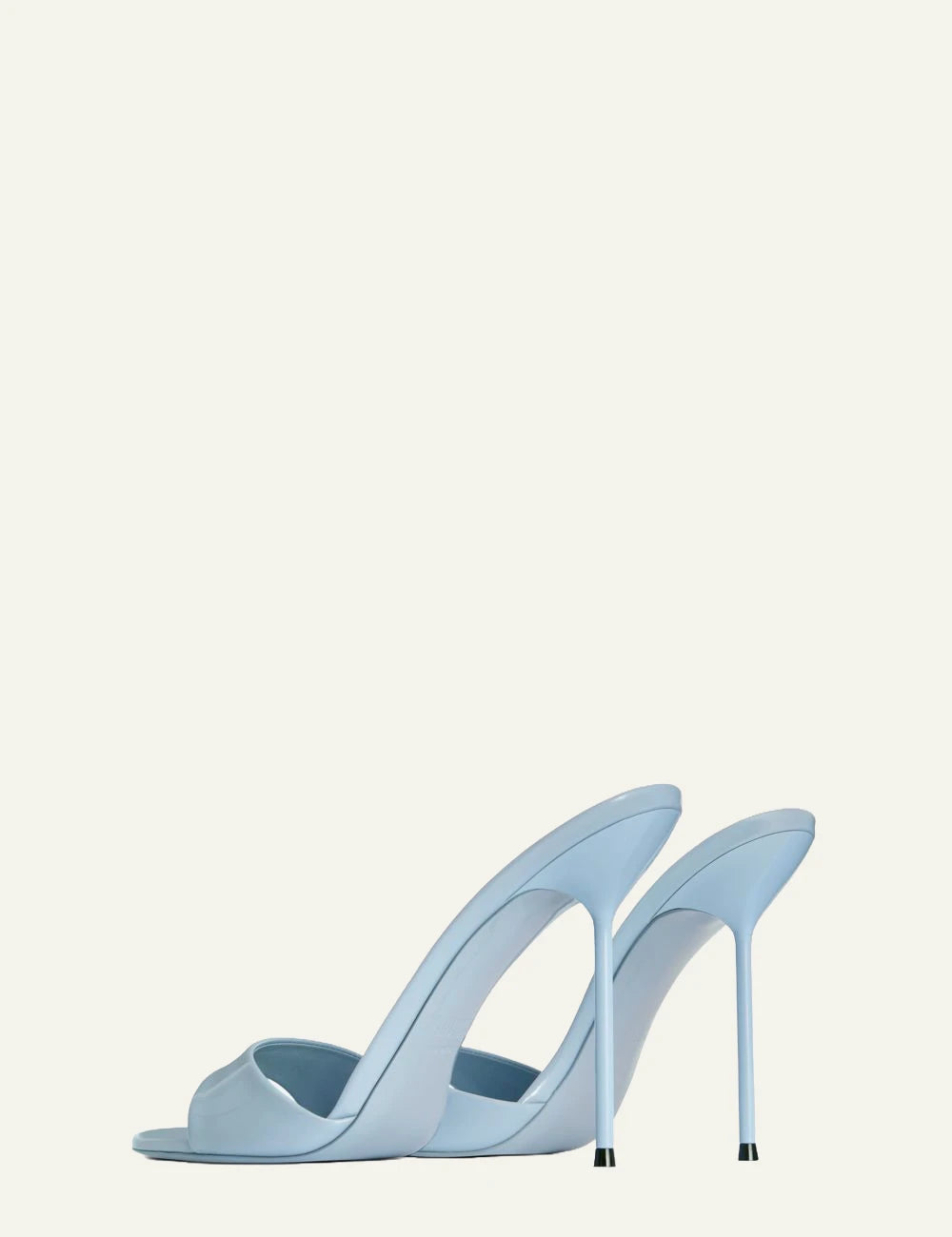 Paris Texas Lidia mule jeans light blue patent angled view