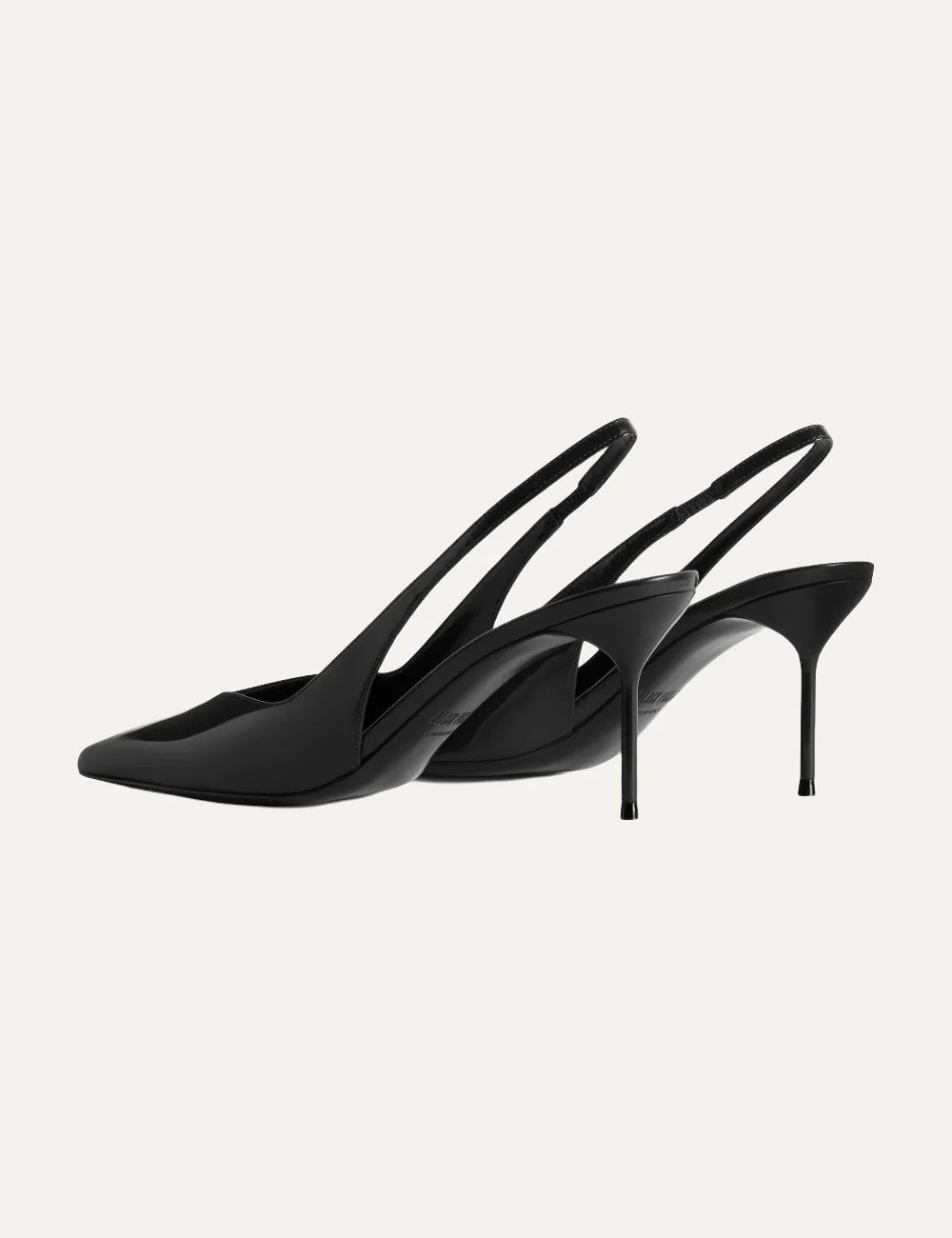Paris Texas women black patent leather slingback pumps with pointed toe and stiletto heel back view