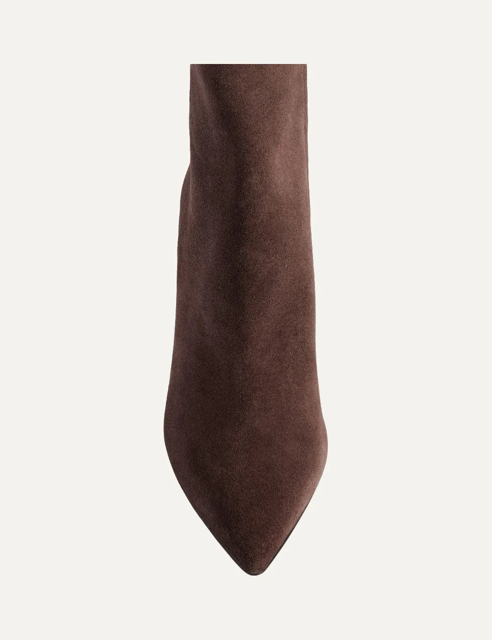 Paris Texas women chocolate brown suede ankle boots with pointed toe and block heel toe view