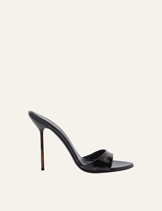 Paris Texas women Tortoise animal print patent leather mules with 105mm stiletto heel side view