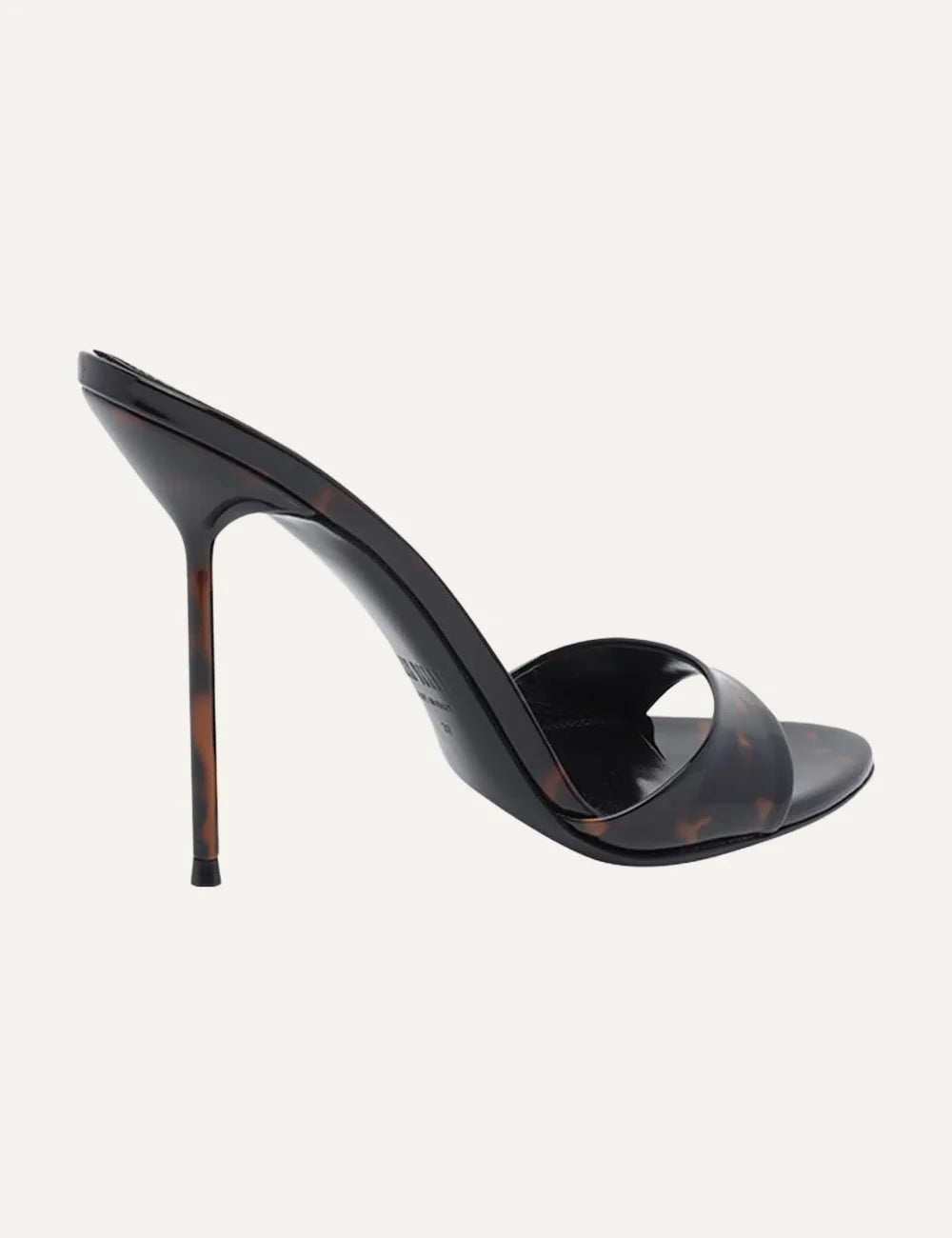 Paris Texas women Tortoise animal print patent leather mules with 105mm stiletto heel back view