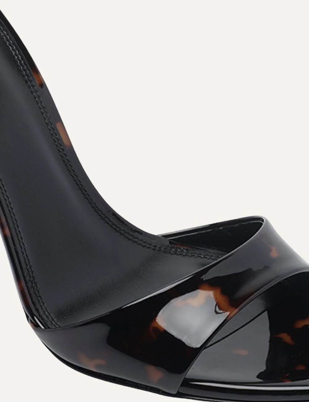 Paris Texas women Tortoise animal print patent leather mules with 105mm stiletto heel toe details
