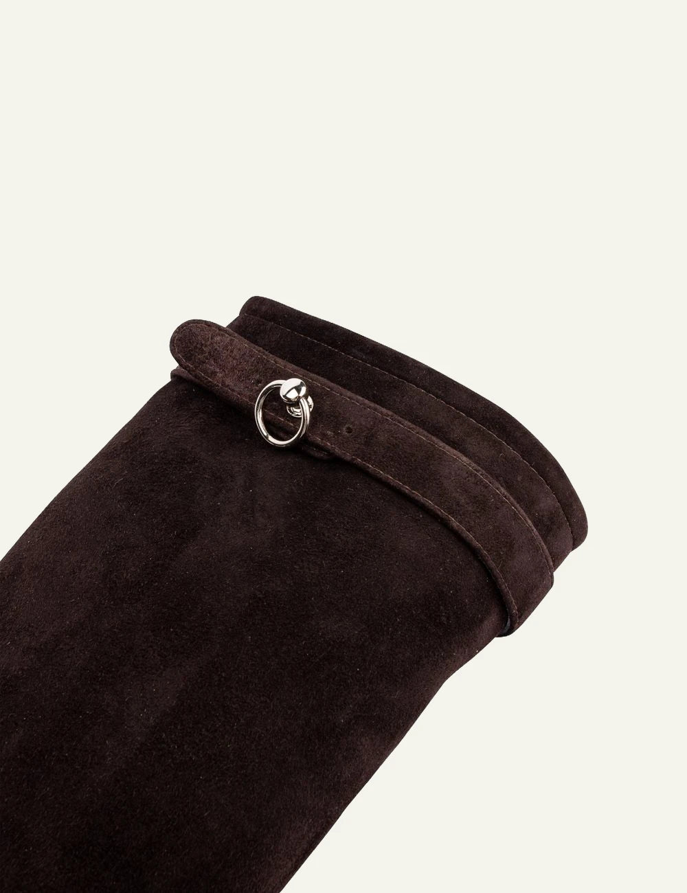 Women's POEVE dark brown suede knee-high boots with block heel detail