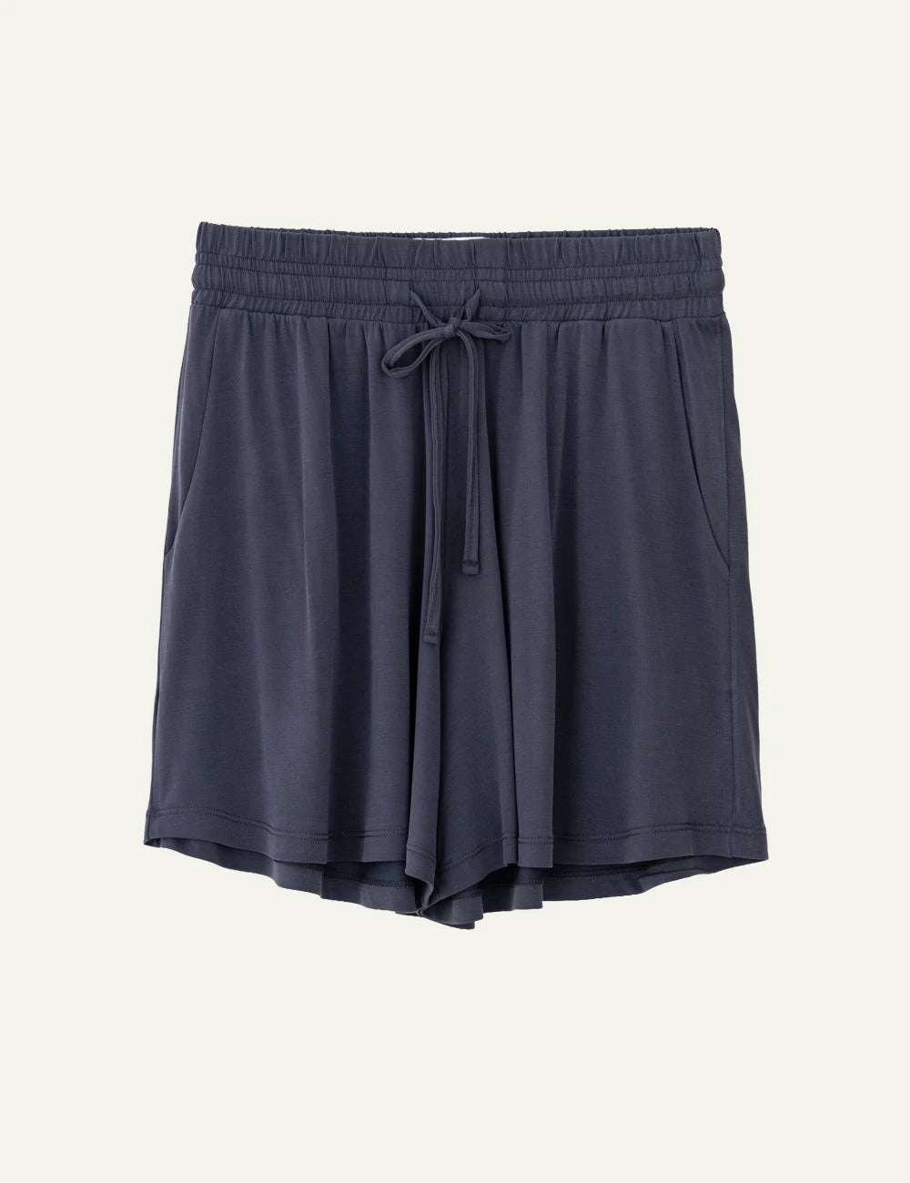 Philosophy basic cupro shorts dark blue relaxed fit front flat view