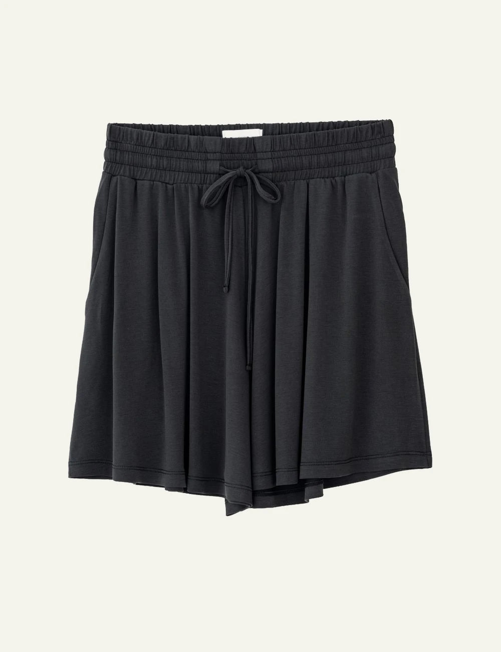 Philosophy basic cupro shorts off black relaxed fit front flat view