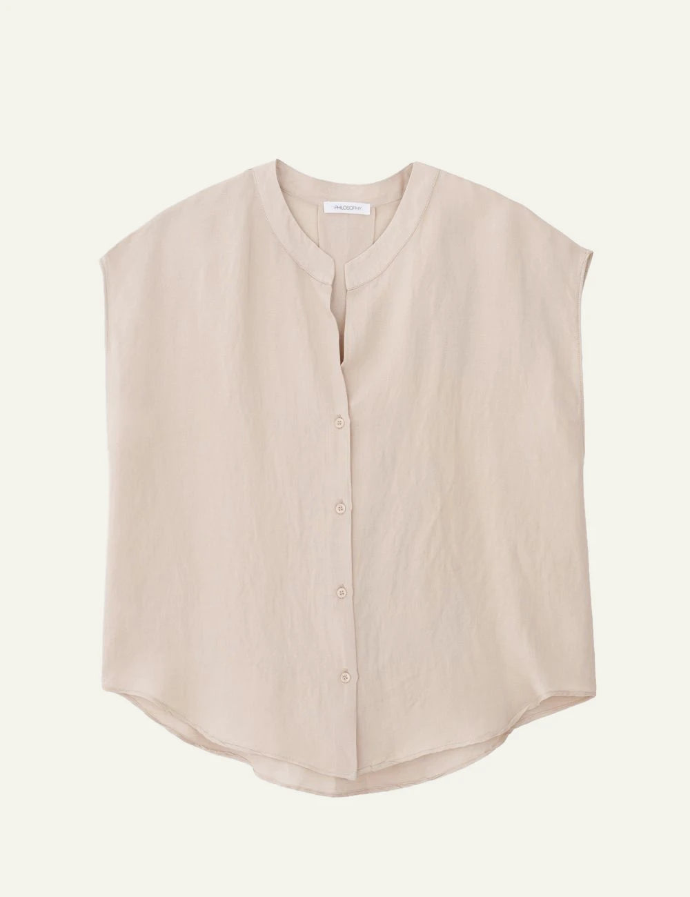 Philosophy beige sleeveless shirt button front clean view