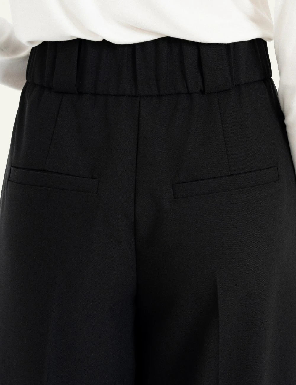 Philosophy black heavy T/R wide leg pants for women wzaist detais