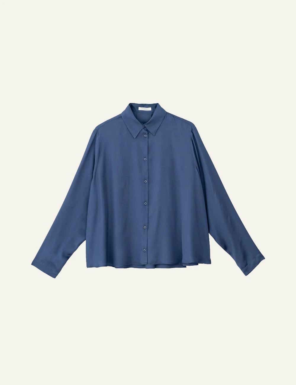 Philosophy blue shirt long sleeve button front clean view