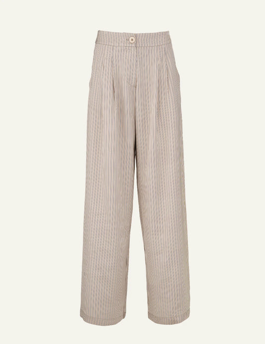Philosophy beige striped satin wide leg pants for women