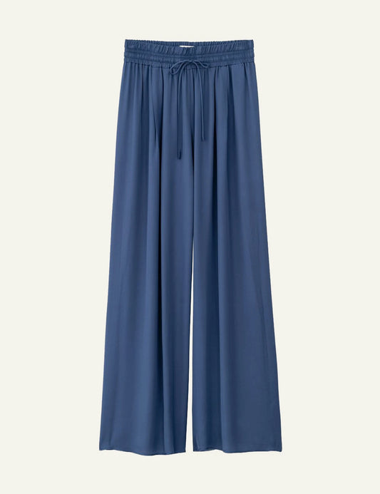 Philosophy blue wide leg pants elastic waist front view