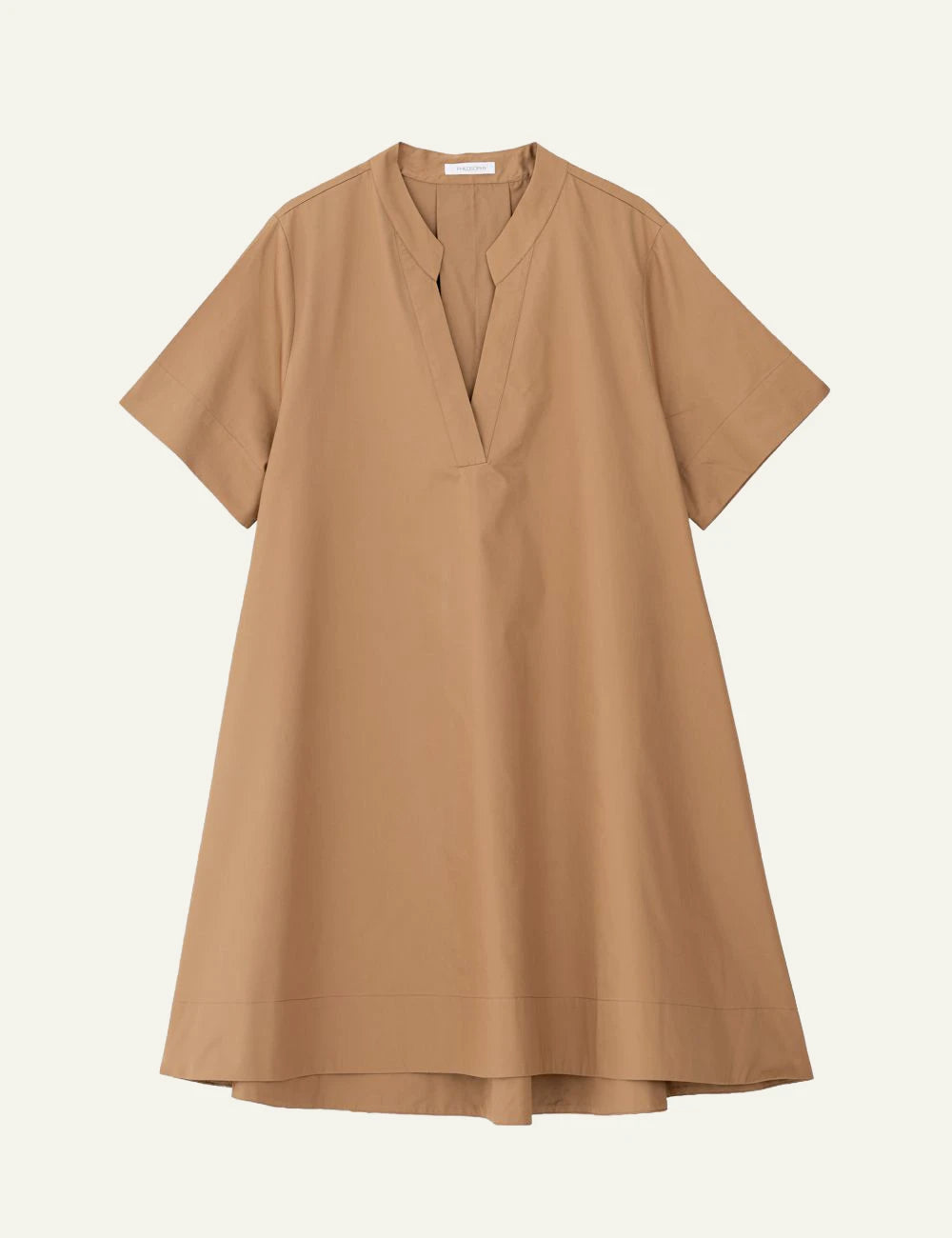 Philosophy camel midi dress short sleeve front flat view