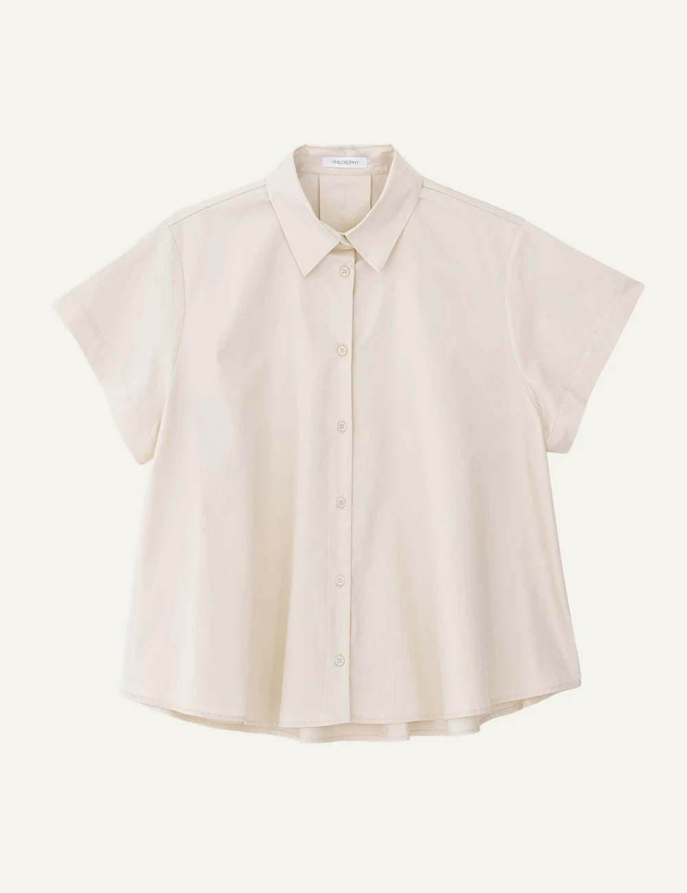 Philosophy cream short sleeve shirt button front clean view