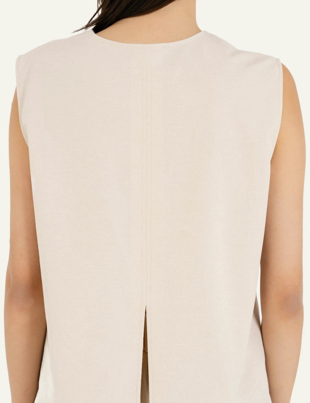 Philosophy cropped top light beige back view