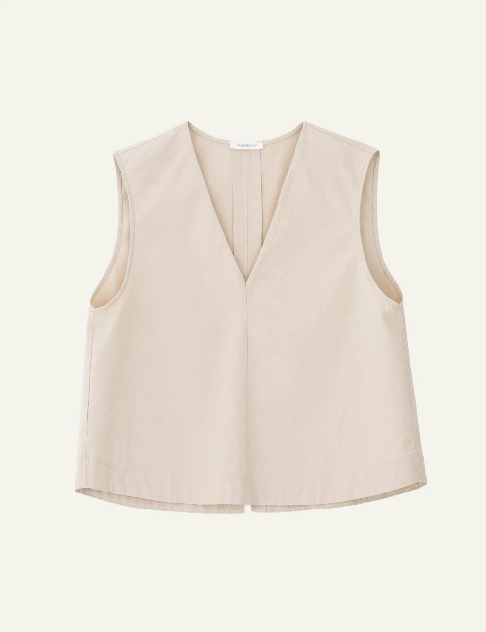 Philosophy cropped top light beige front view