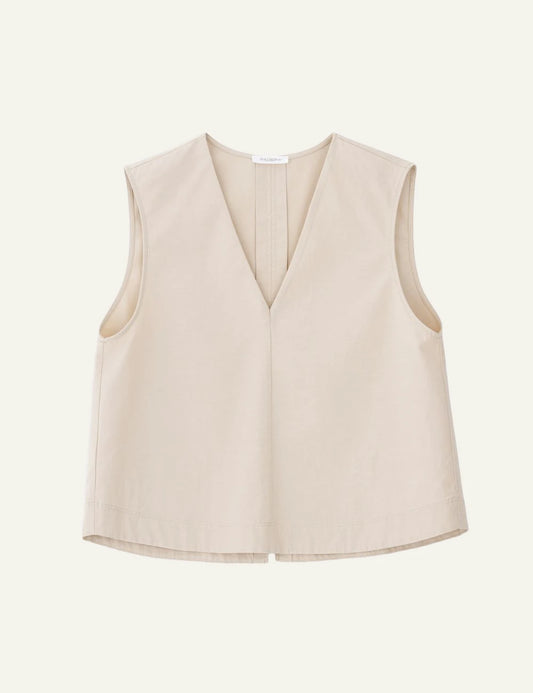 Philosophy cropped top light beige front view