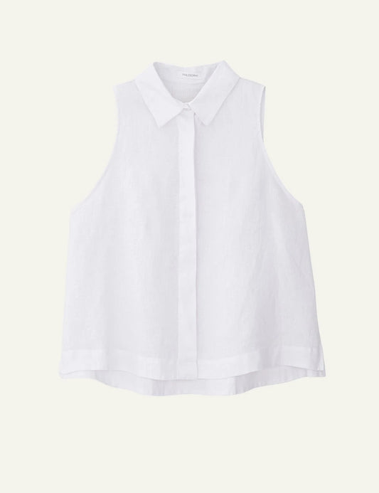 Philosophy cropped halter shirt white flat lay front