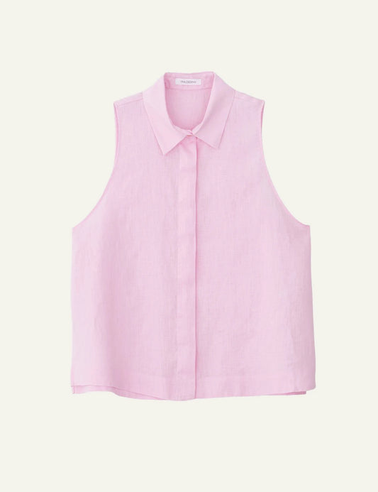 Philosophy cropped halter shirt pink flat lay front