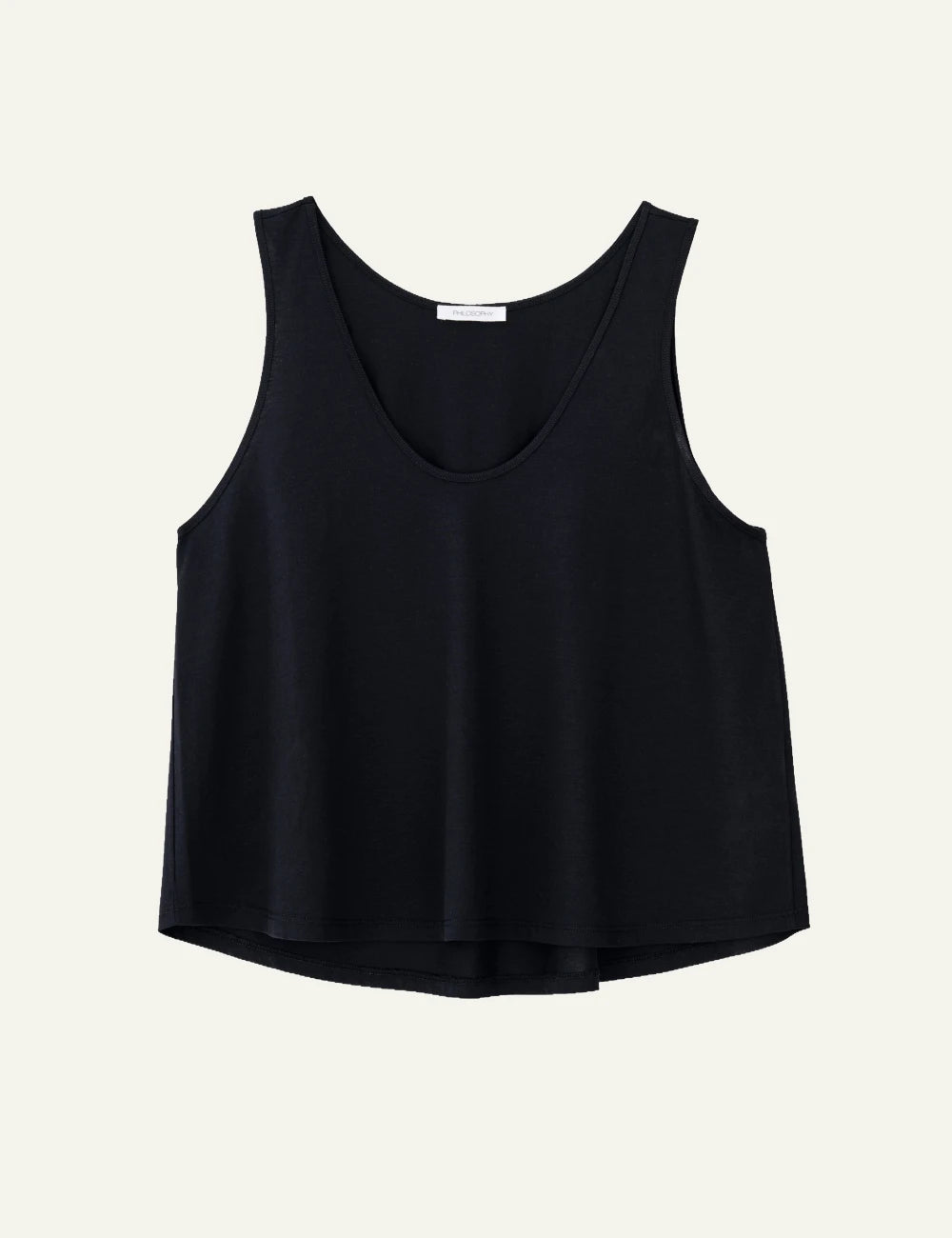 Philosophy cropped top black sleeveless V neck loose front view