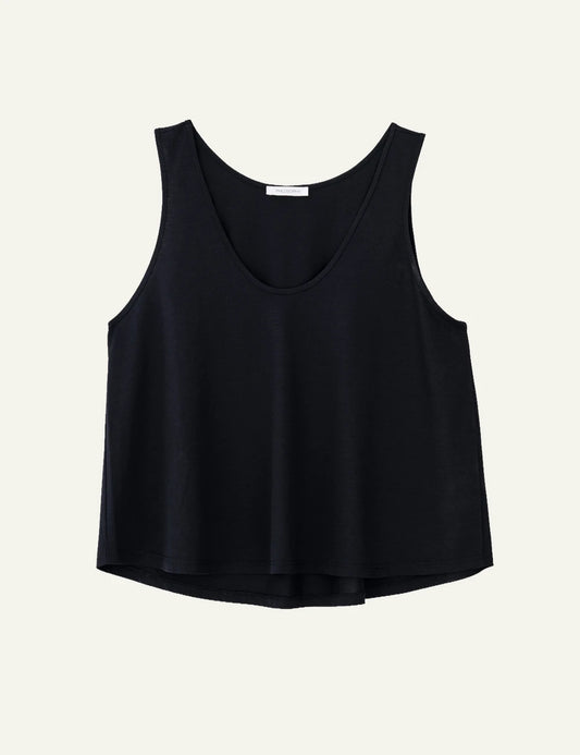 Philosophy cropped top black sleeveless V neck loose front view