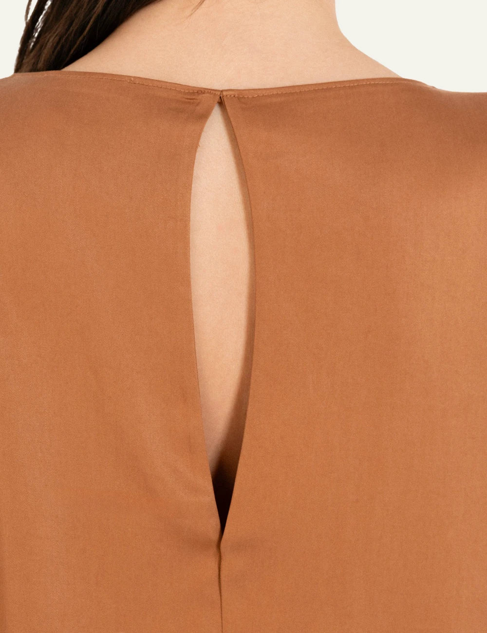 Philosophy cropped top camel sleeveless loose round neck back view