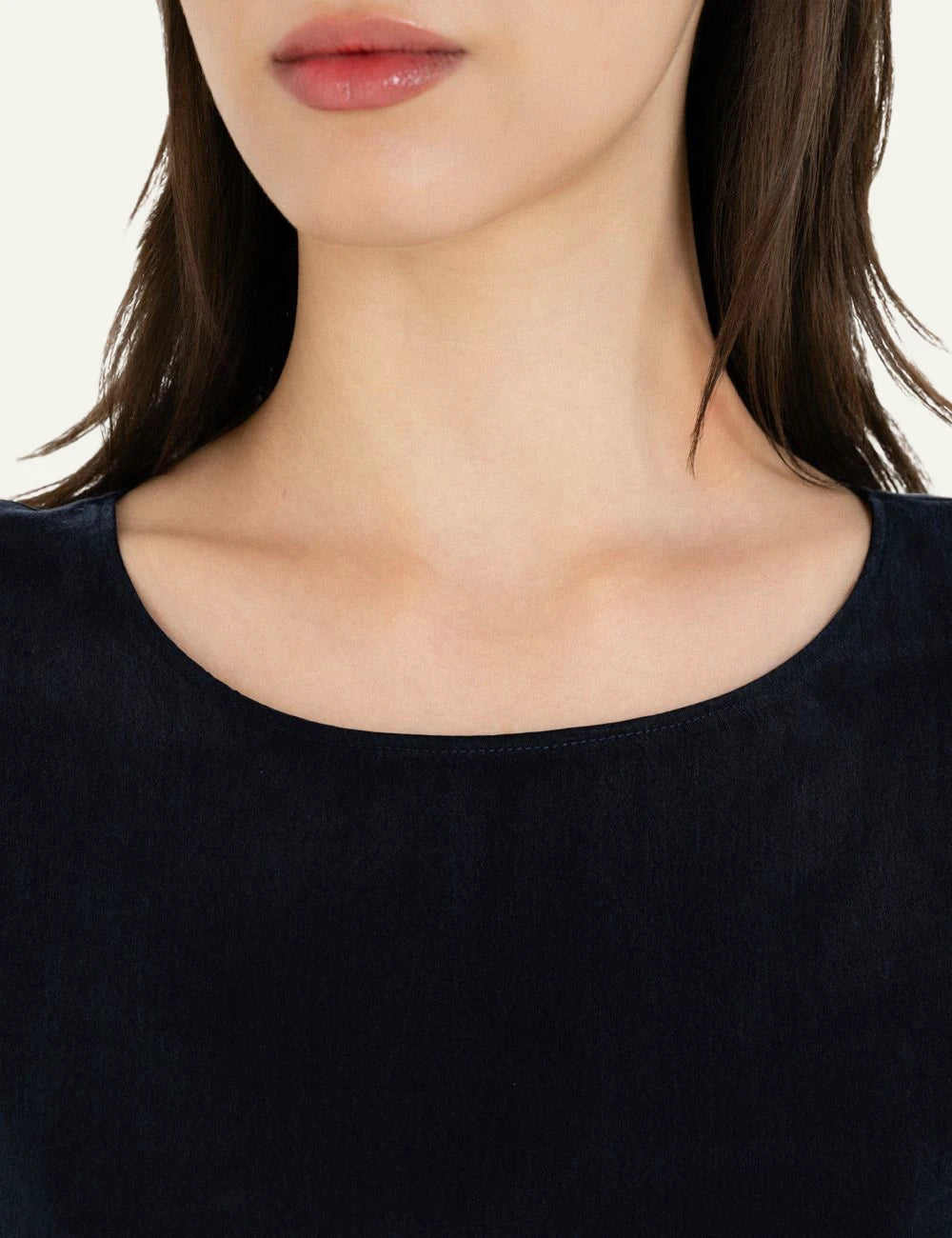 Philosophy cropped top dark blue sleeveless loose fit top front detail view