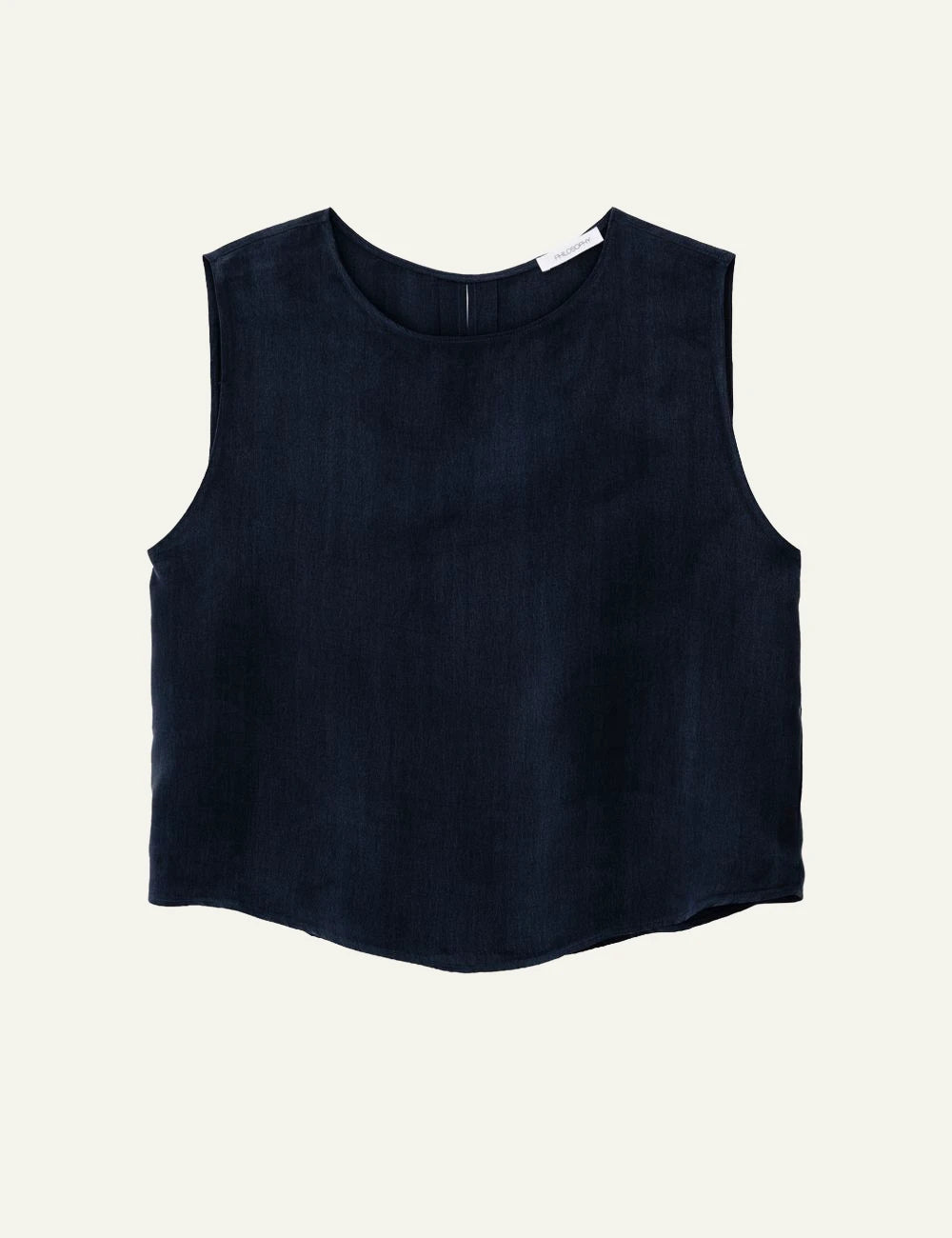 Philosophy cropped top dark blue sleeveless loose fit top front flat view