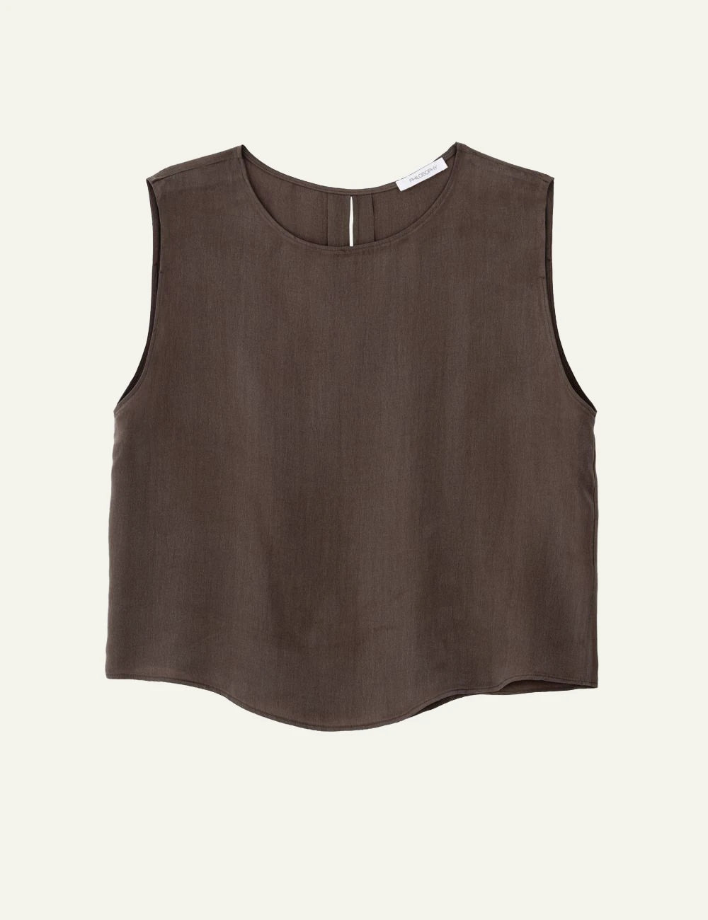 Philosophy cropped top brown sleeveless loose fit top front flat view