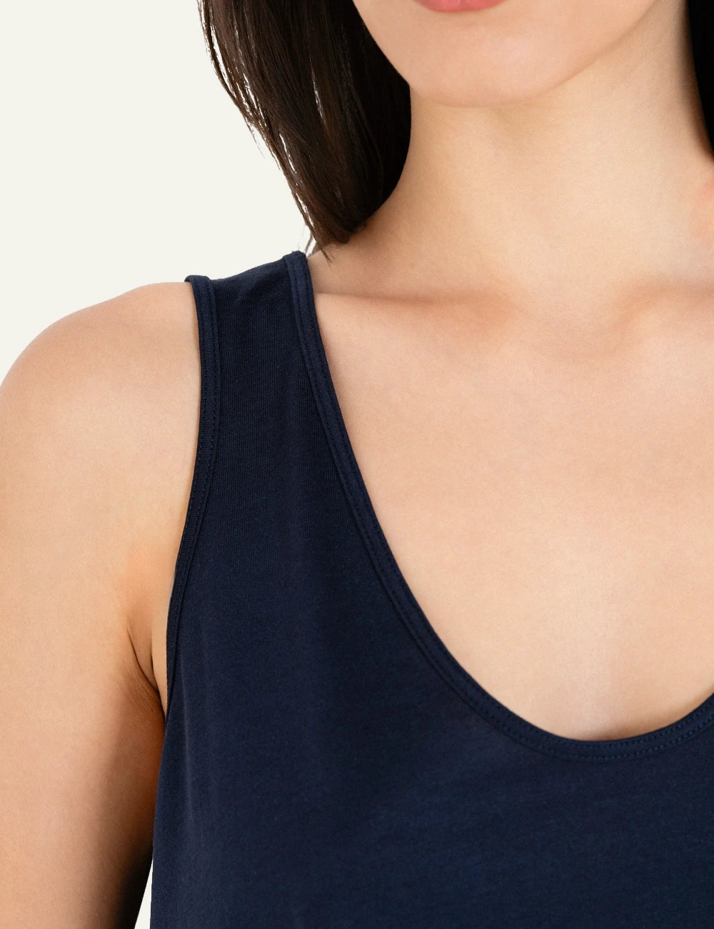 Philosophy cropped top dark blue sleeveless V neck loose detail view