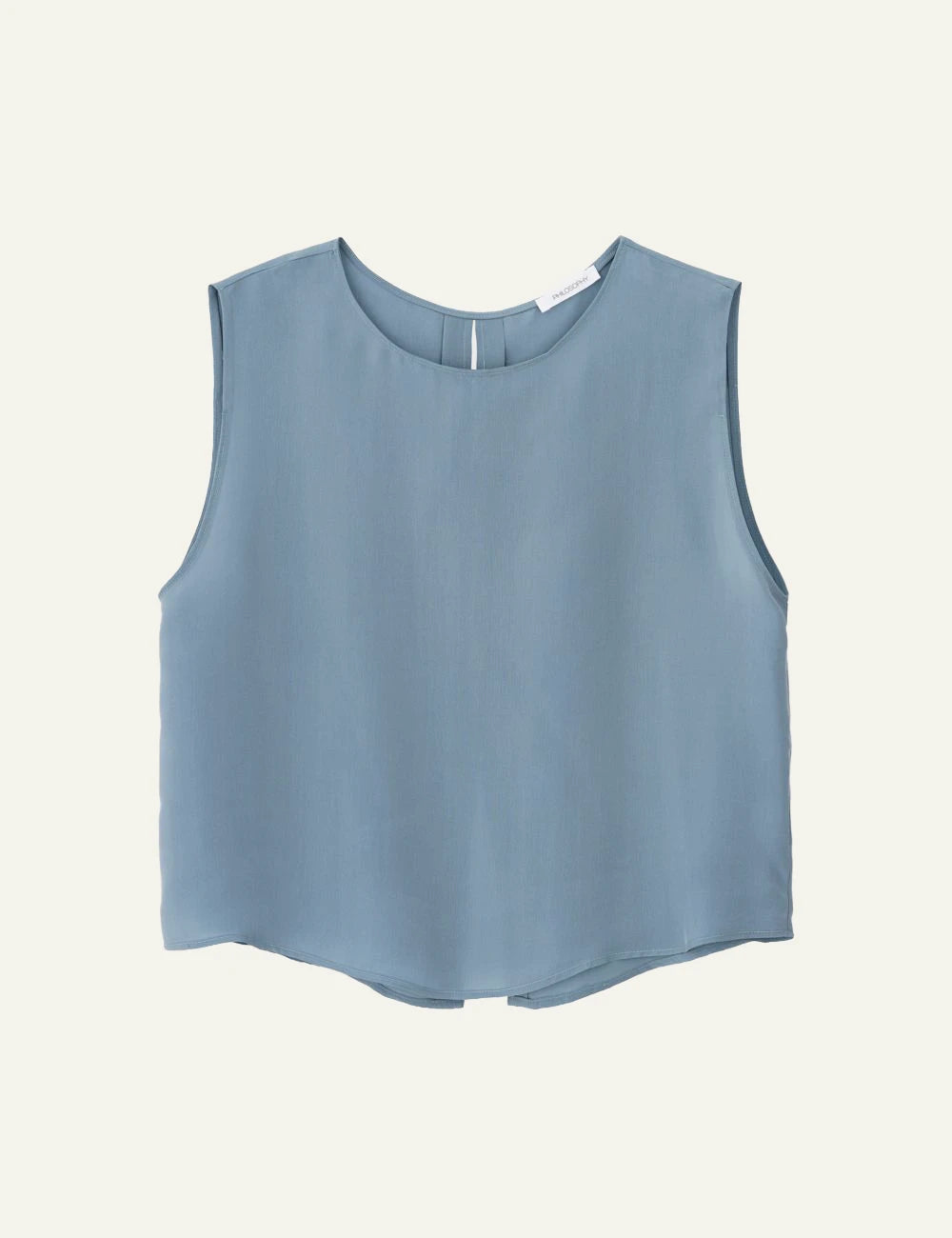 Philosophy cropped top light blue sleeveless loose fit top front flat view