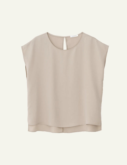 Philosophy cropped top light beige sleeveless loose round neck front view