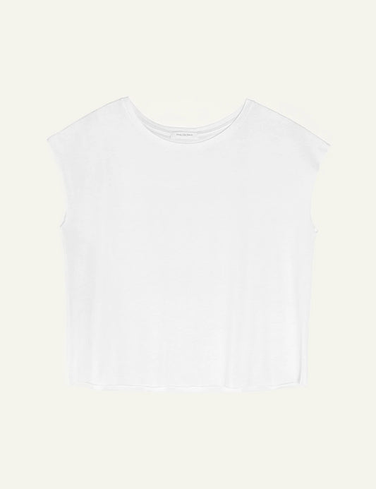 Philosophy cropped top white sleeveless relaxed fit top front flat view