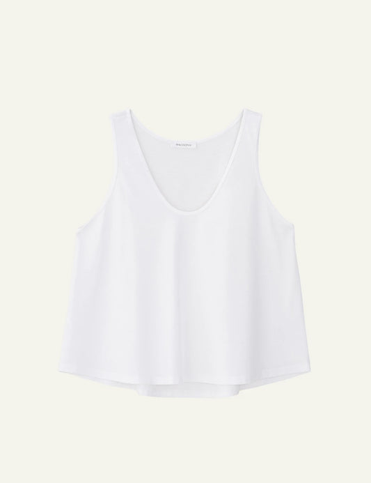 Philosophy cropped top white sleeveless V neck loose front view