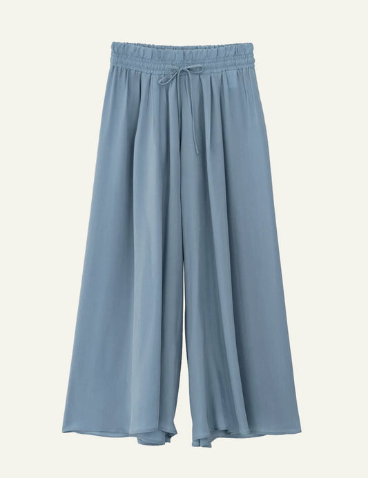 Philosophy cupro jupe culotte dusty blue wide leg front flat view