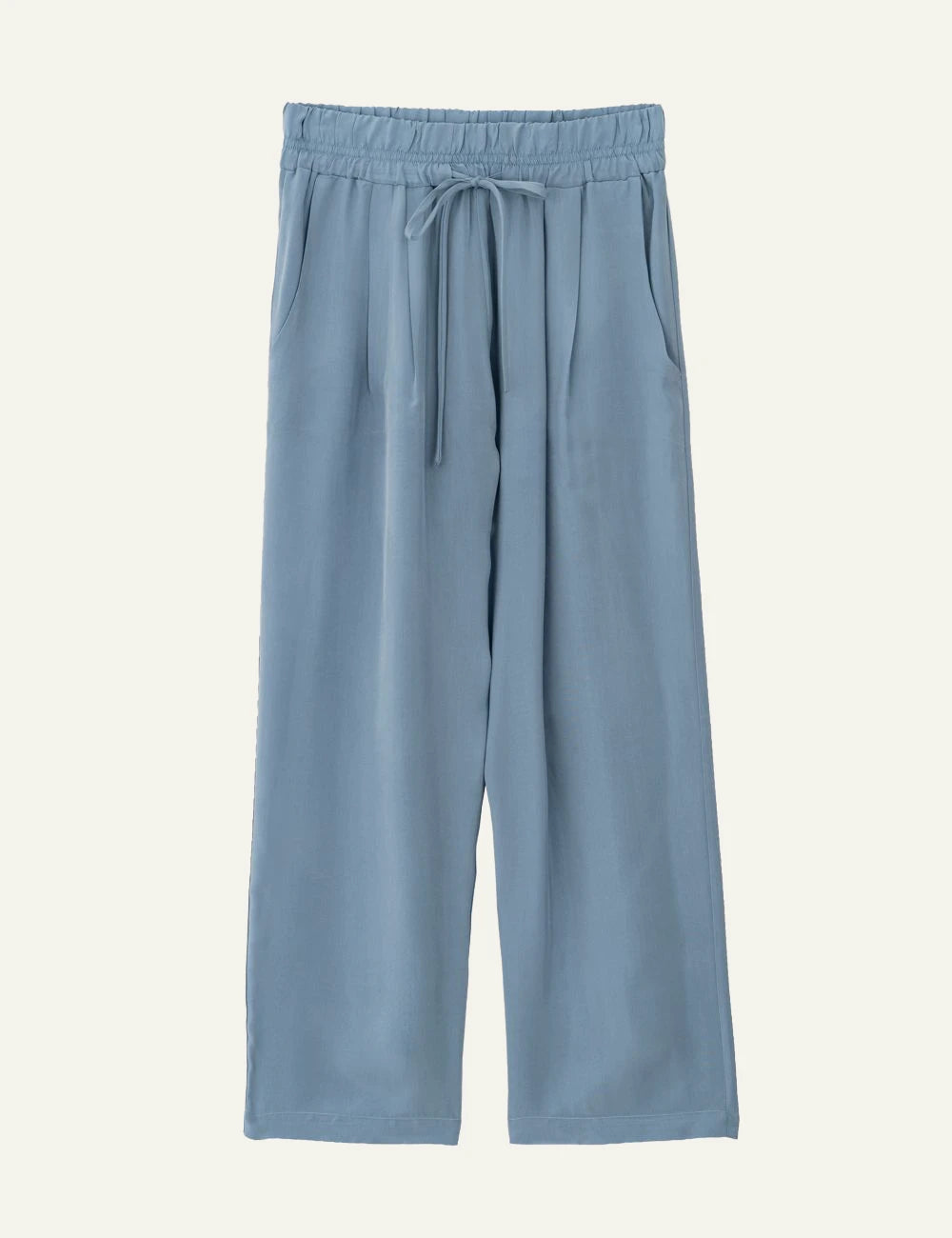 Philosophy cupro pleated pants dusty blue wide leg front flat view