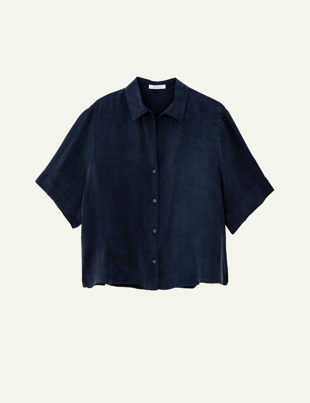 Philosophy cupro shirt dark blue short sleeve shirt front flat view