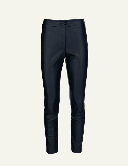Philosophy dark blue leather slim fit pants for women