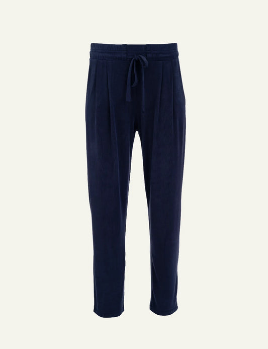 Philosophy dark blue sandwashed rib pleated pants for women
