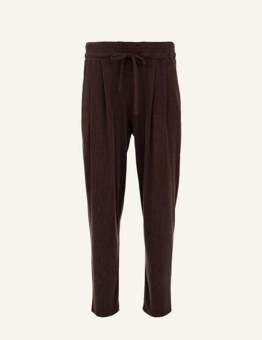 Philosophy dark brown sandwashed rib pleated pants for women