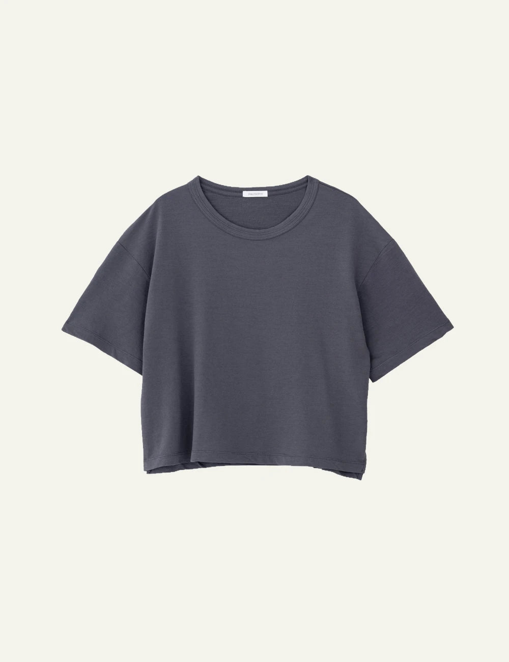 Philosophy futter cropped top blue black short sleeve loose fit front view