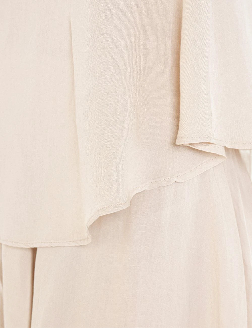 Philosophy gauze halter neck top light beige hem detail