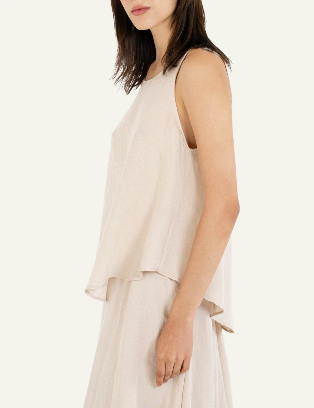 Philosophy gauze halter neck top light beige side view