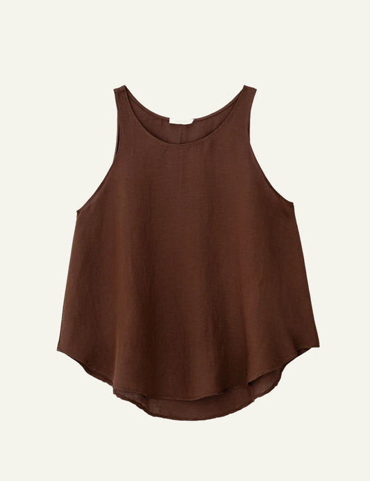 Philosophy gauze halter neck top light brown front view