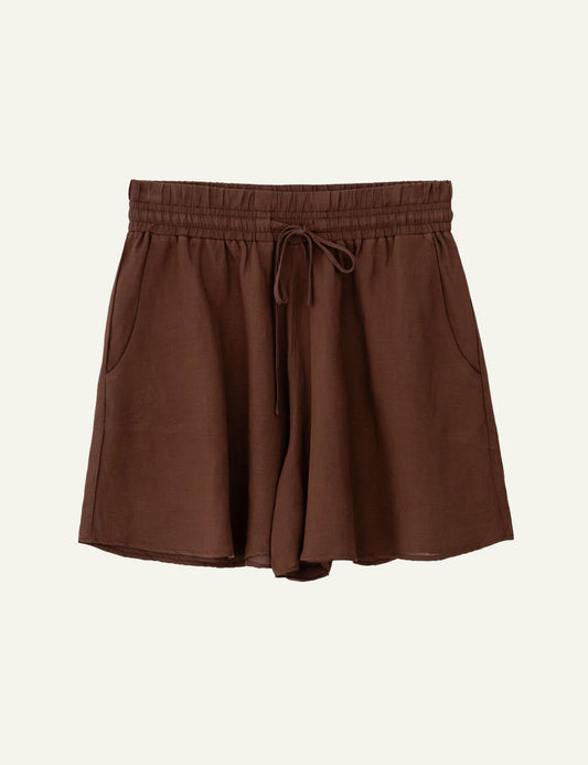 Philosophy gauze shorts brown front view